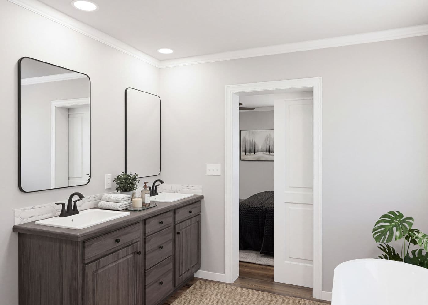 The THE ROOSEVELT Primary Bathroom. This Manufactured Mobile Home features 4 bedrooms and 3 baths.