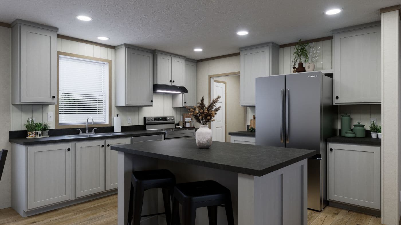 The 4828-CC51 PILLAR 48 Kitchen. This Manufactured Mobile Home features 3 bedrooms and 2 baths.