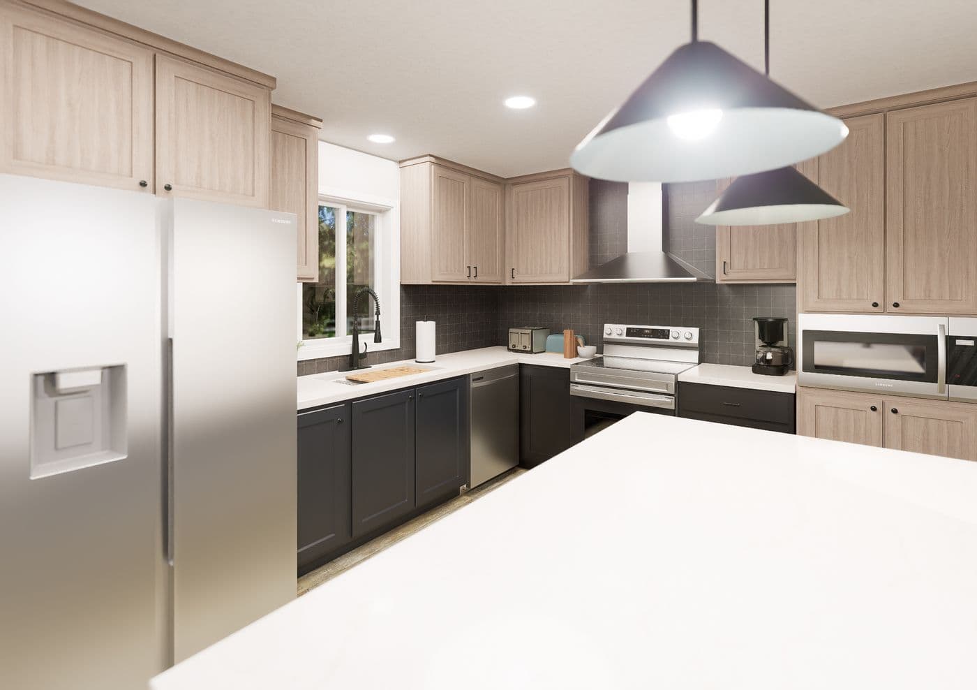 The ANNIVERSARY 1566 Kitchen. This Manufactured Mobile Home features 2 bedrooms and 2 baths.