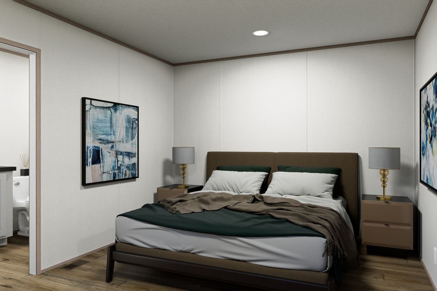The ATLAS Primary Bedroom. This Manufactured Mobile Home features 2 bedrooms and 2 baths.