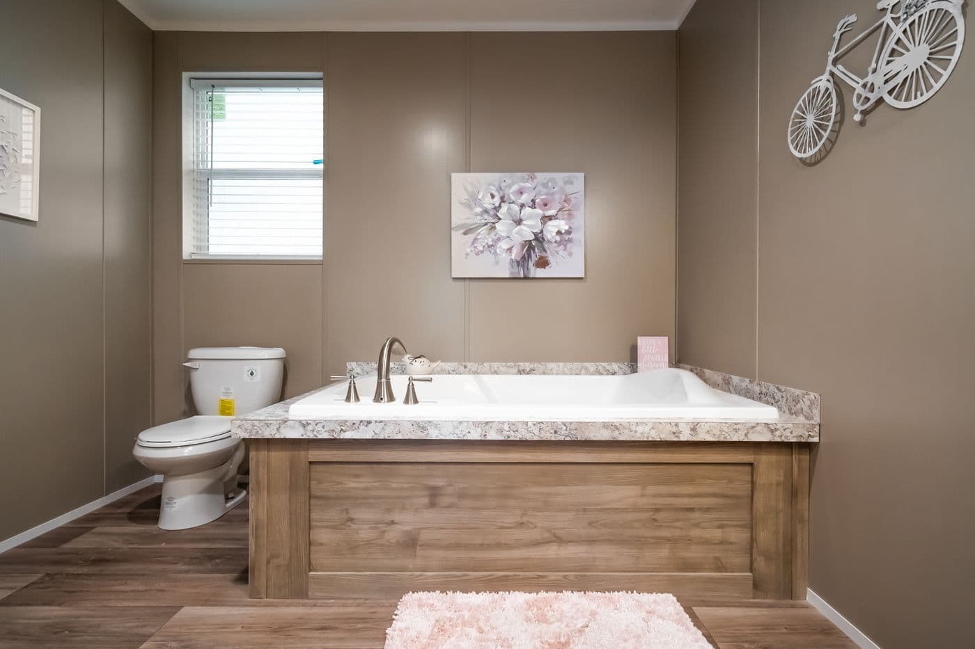 The TRADITION 56D Primary Bathroom. This Manufactured Mobile Home features 3 bedrooms and 2 baths.
