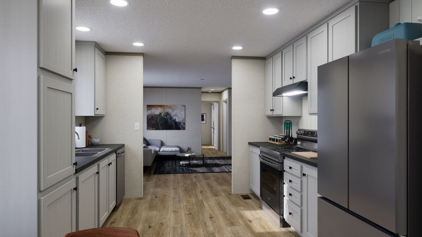 The 4824-CC54 OAKSTEAD 48 Kitchen. This Manufactured Mobile Home features 3 bedrooms and 2 baths.