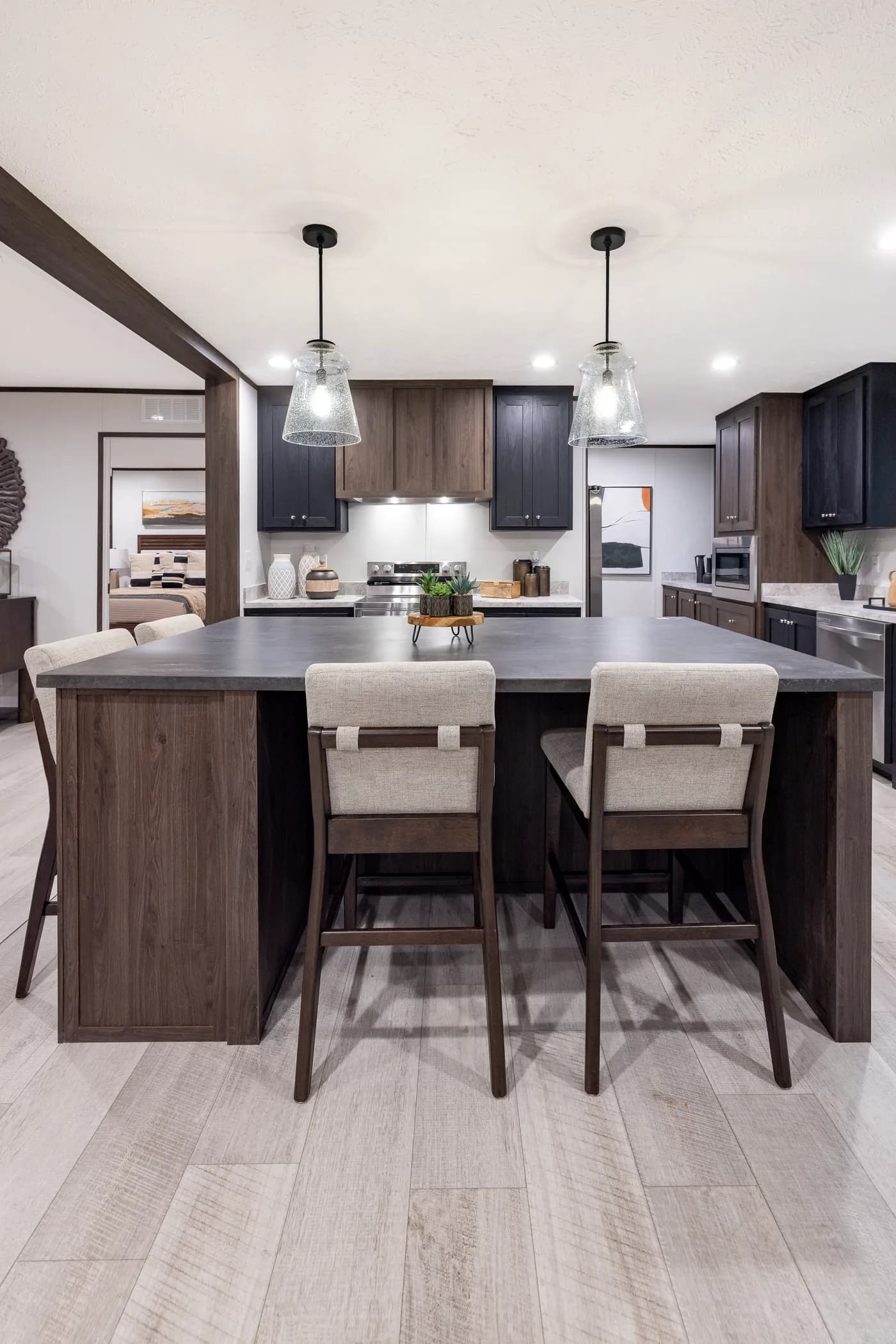 The CRESTWOOD Kitchen. This Manufactured Mobile Home features 3 bedrooms and 2 baths.