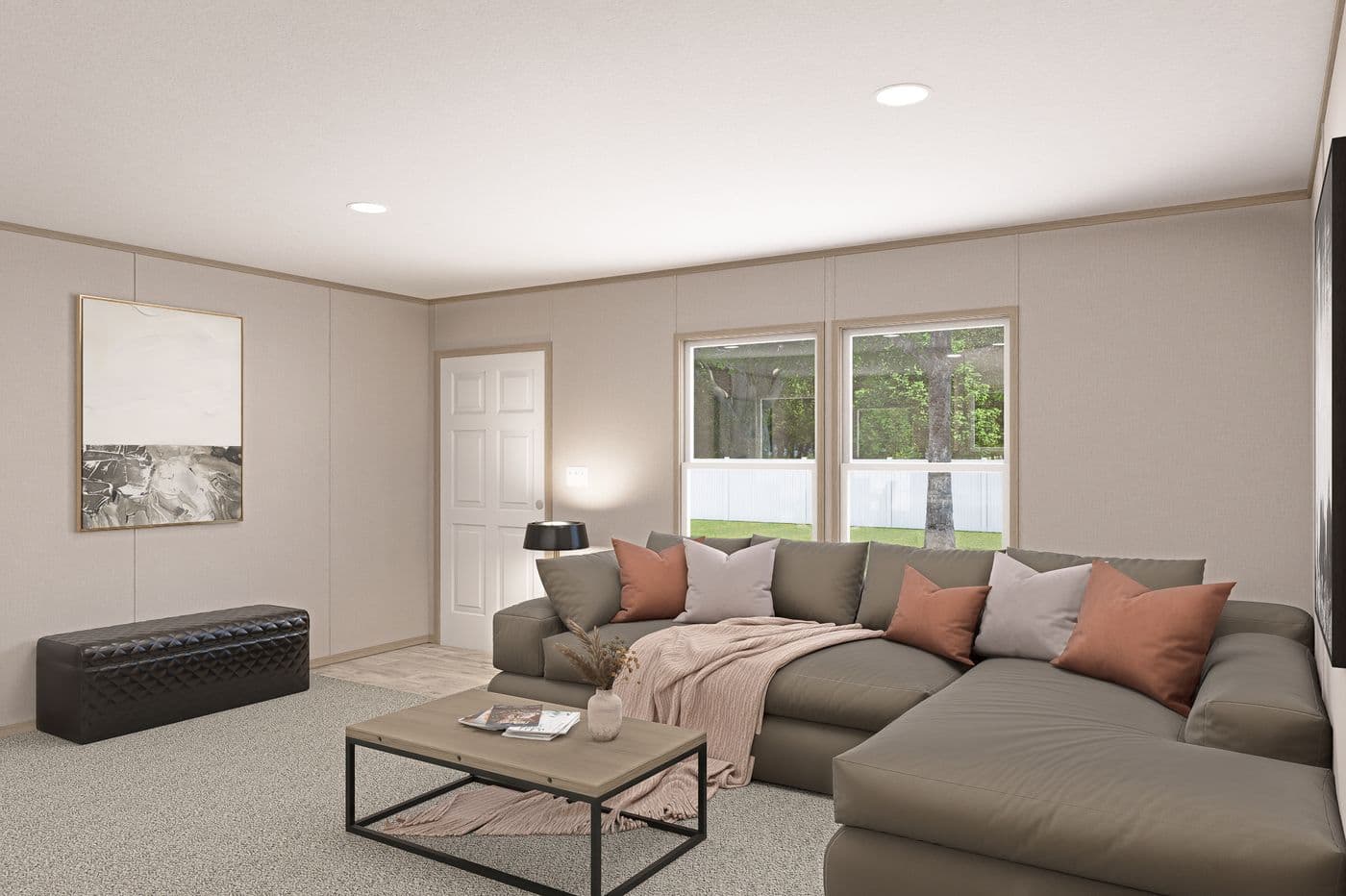 The THE EAGLE 68 Living Room. This Manufactured Mobile Home features 4 bedrooms and 2 baths.