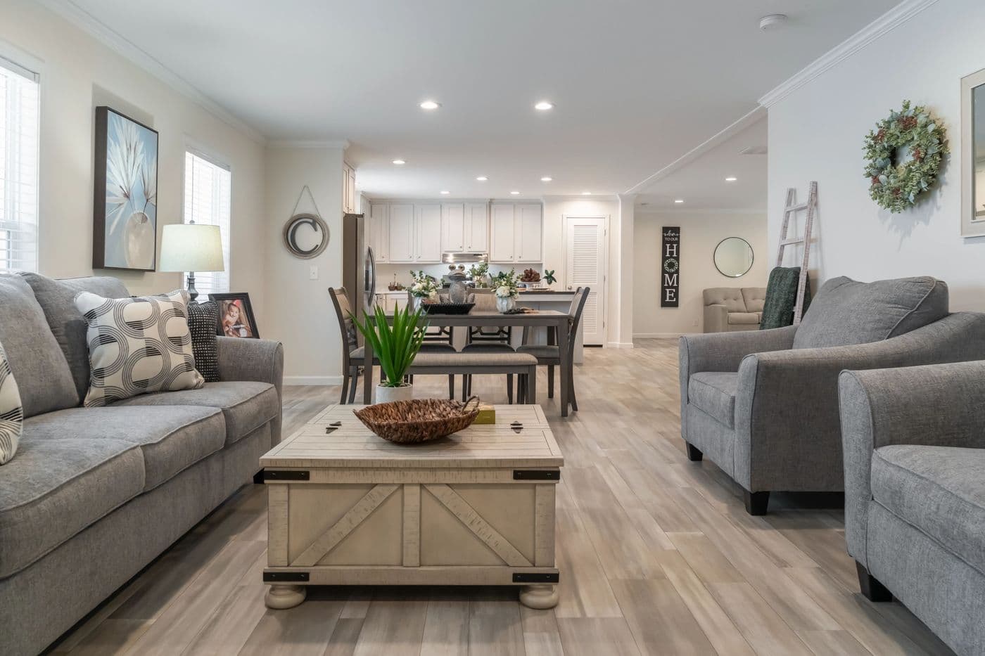 The 4230 "CLEARWATER" 7632 Living Room. This Manufactured Mobile Home features 4 bedrooms and 2 baths.