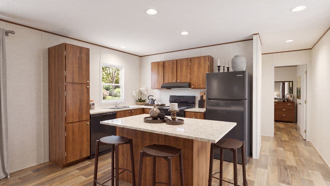 The BIRCH Kitchen. This Manufactured Mobile Home features 3 bedrooms and 2 baths.