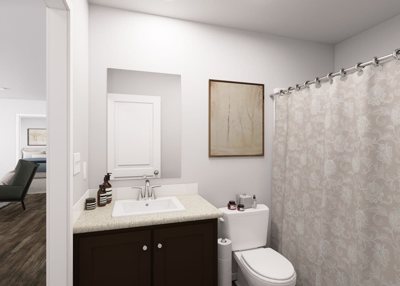 The SLE 481F Guest Bathroom. This Manufactured Mobile Home features 3 bedrooms and 2 baths.