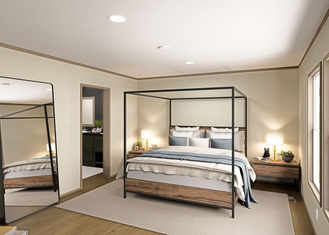 The COOK Primary Bedroom. This Manufactured Mobile Home features 3 bedrooms and 2 baths.