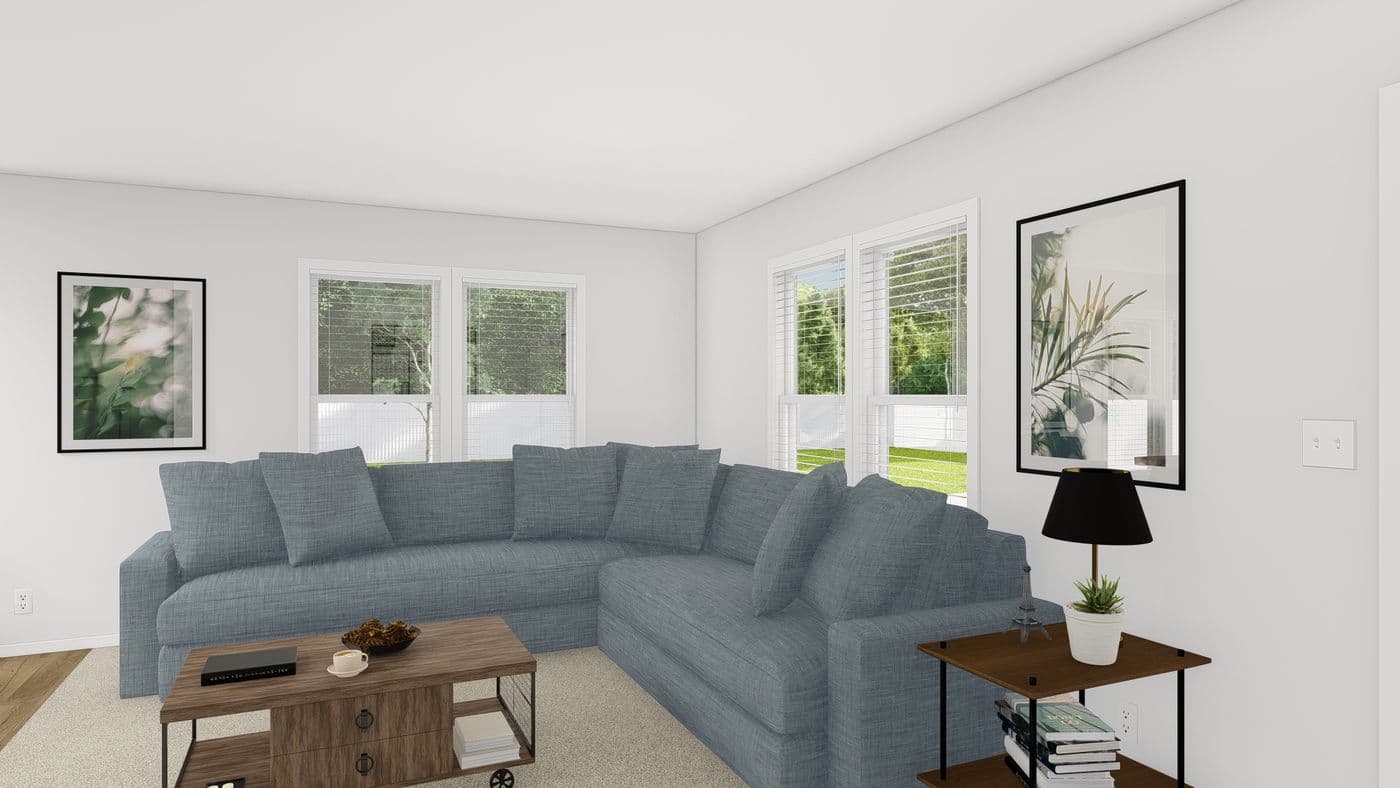 The DRM386A 2438'            DREAM Living Room. This Manufactured Mobile Home features 2 bedrooms and 2 baths.