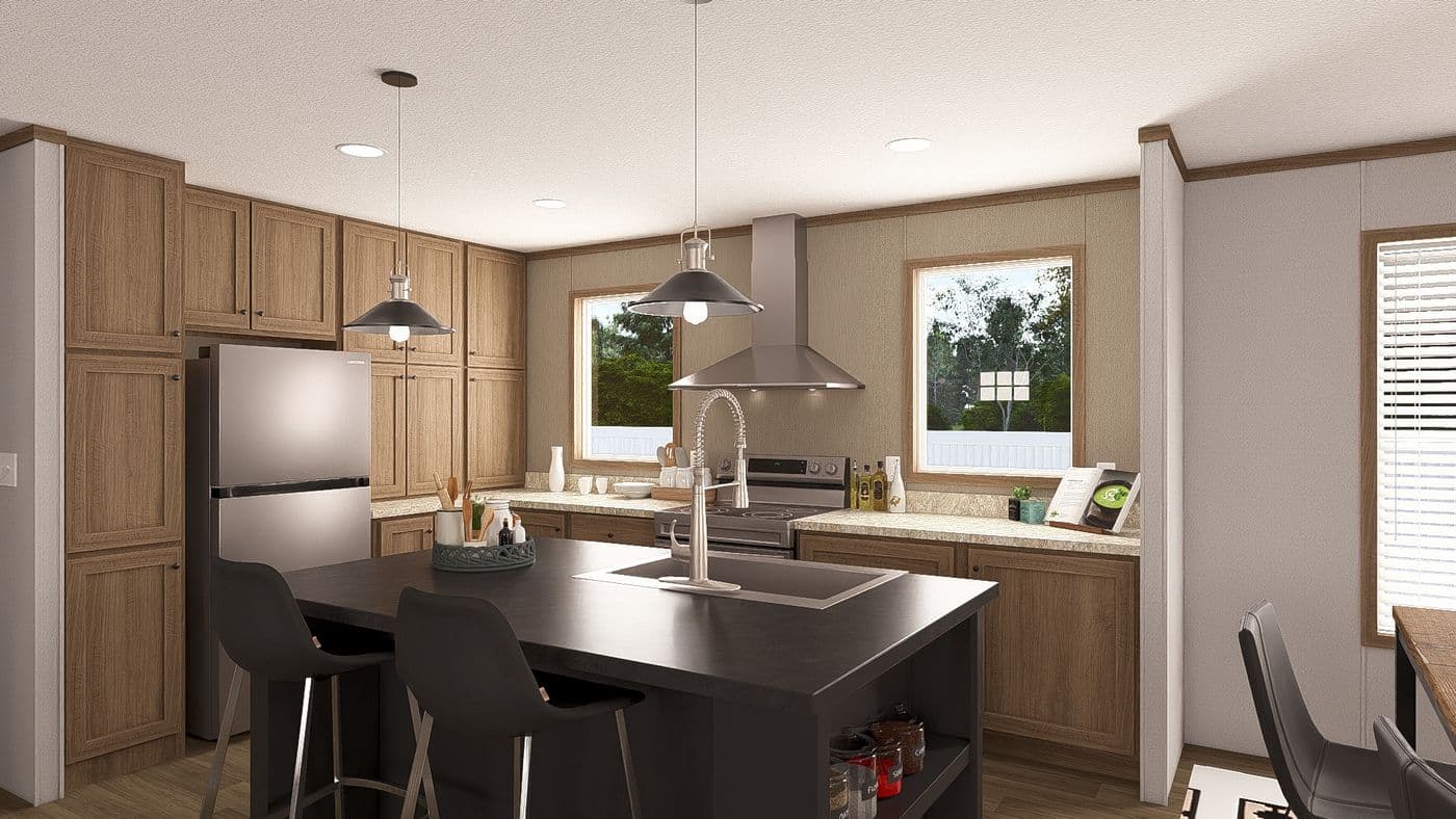 The THE RESERVE 52 Kitchen. This Manufactured Mobile Home features 3 bedrooms and 2 baths.