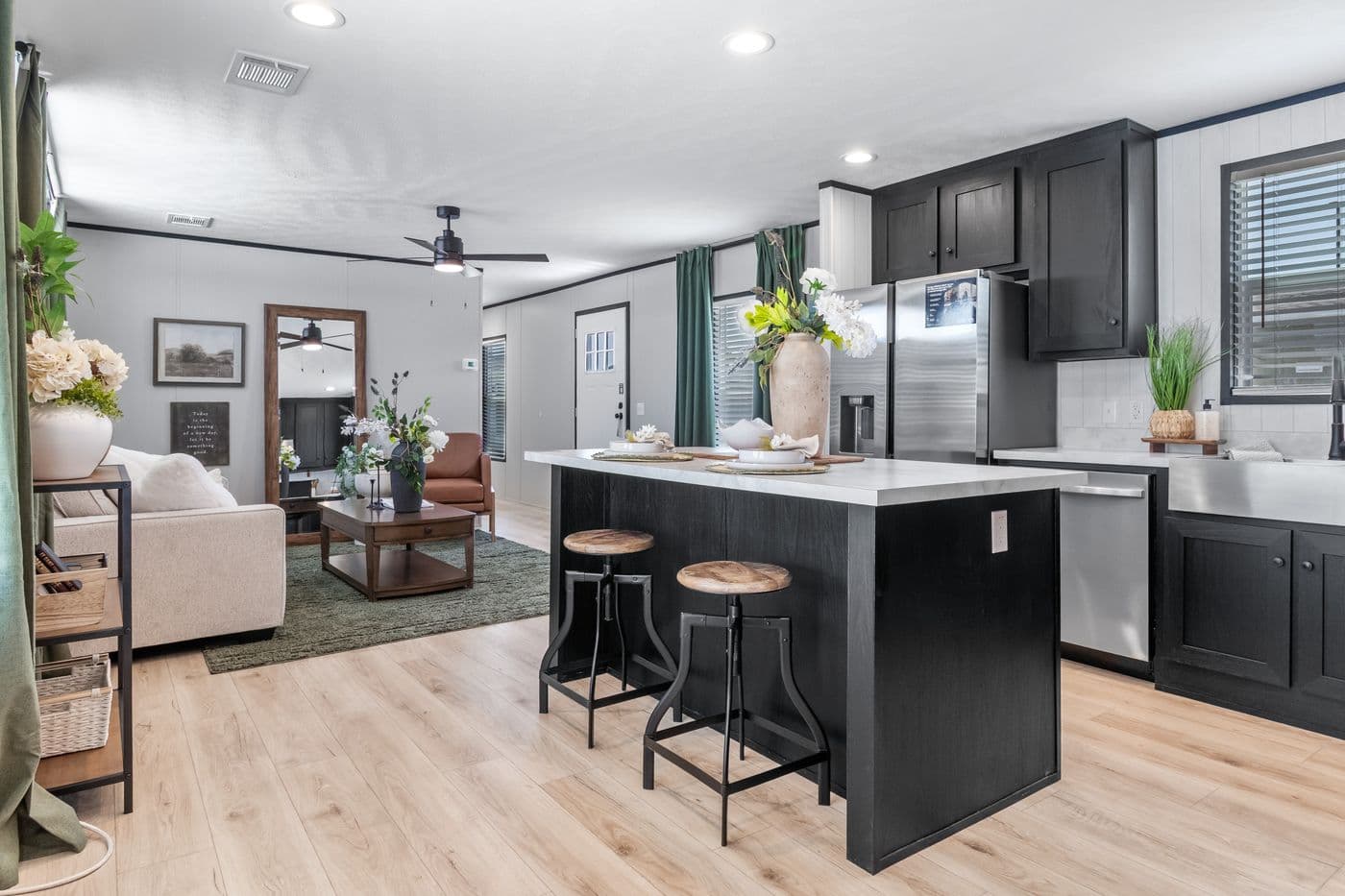 The RESOLUTION 16803B Kitchen. This Manufactured Mobile Home features 3 bedrooms and 2 baths.
