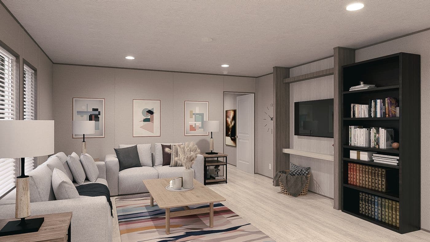The MAYNARDVILLE CLASSIC 76 Living Room. This Manufactured Mobile Home features 3 bedrooms and 2 baths.