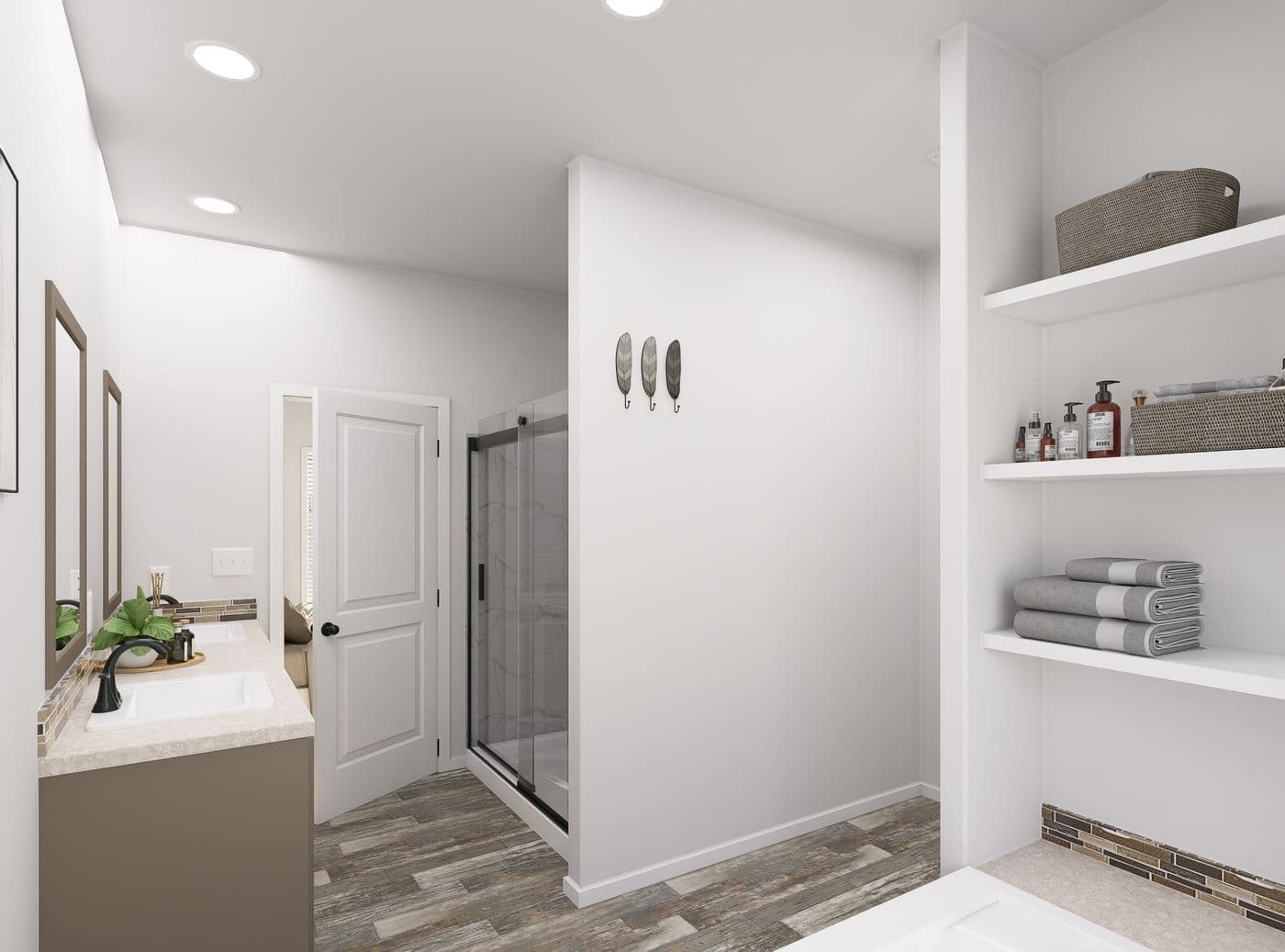 The PREFERRED PLUS CP641F Primary Bathroom. This Manufactured Mobile Home features 3 bedrooms and 2 baths.