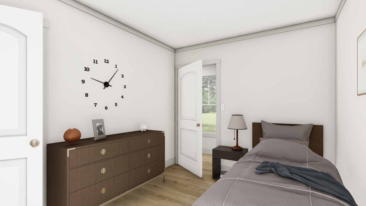 The SOLSBURY HILL Guest Bedroom. This Manufactured Mobile Home features 3 bedrooms and 2 baths.