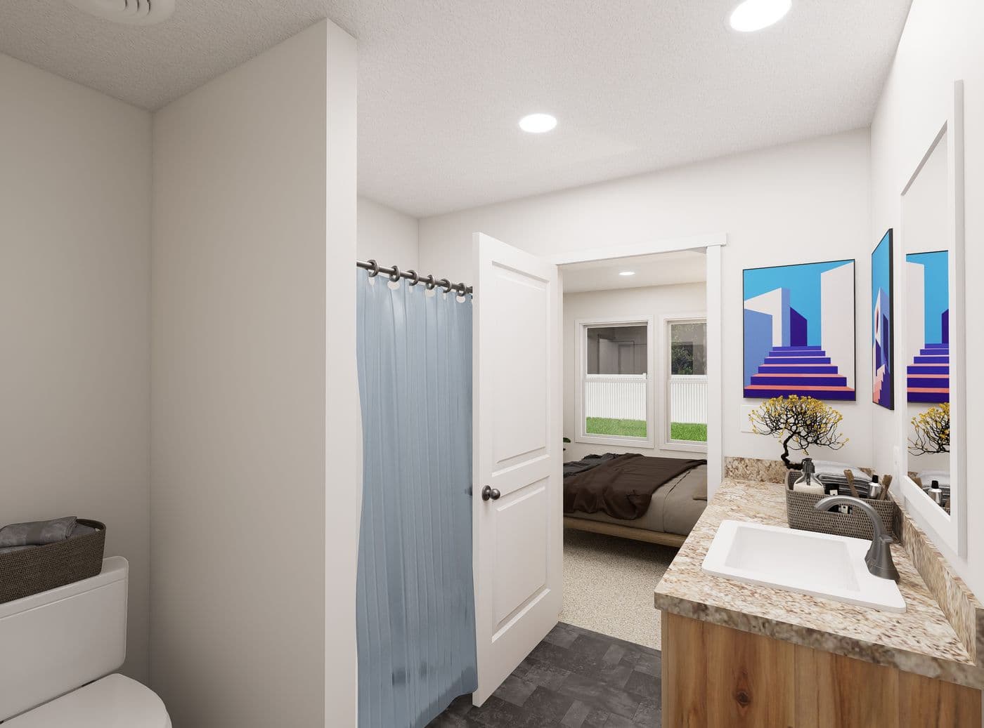 The 5029 IMAGINE Primary Bathroom. This Manufactured Mobile Home features 2 bedrooms and 2 baths.