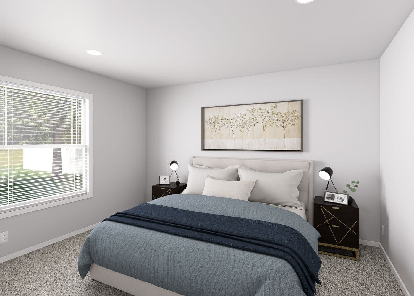 The SLE 481F Primary Bedroom. This Manufactured Mobile Home features 3 bedrooms and 2 baths.