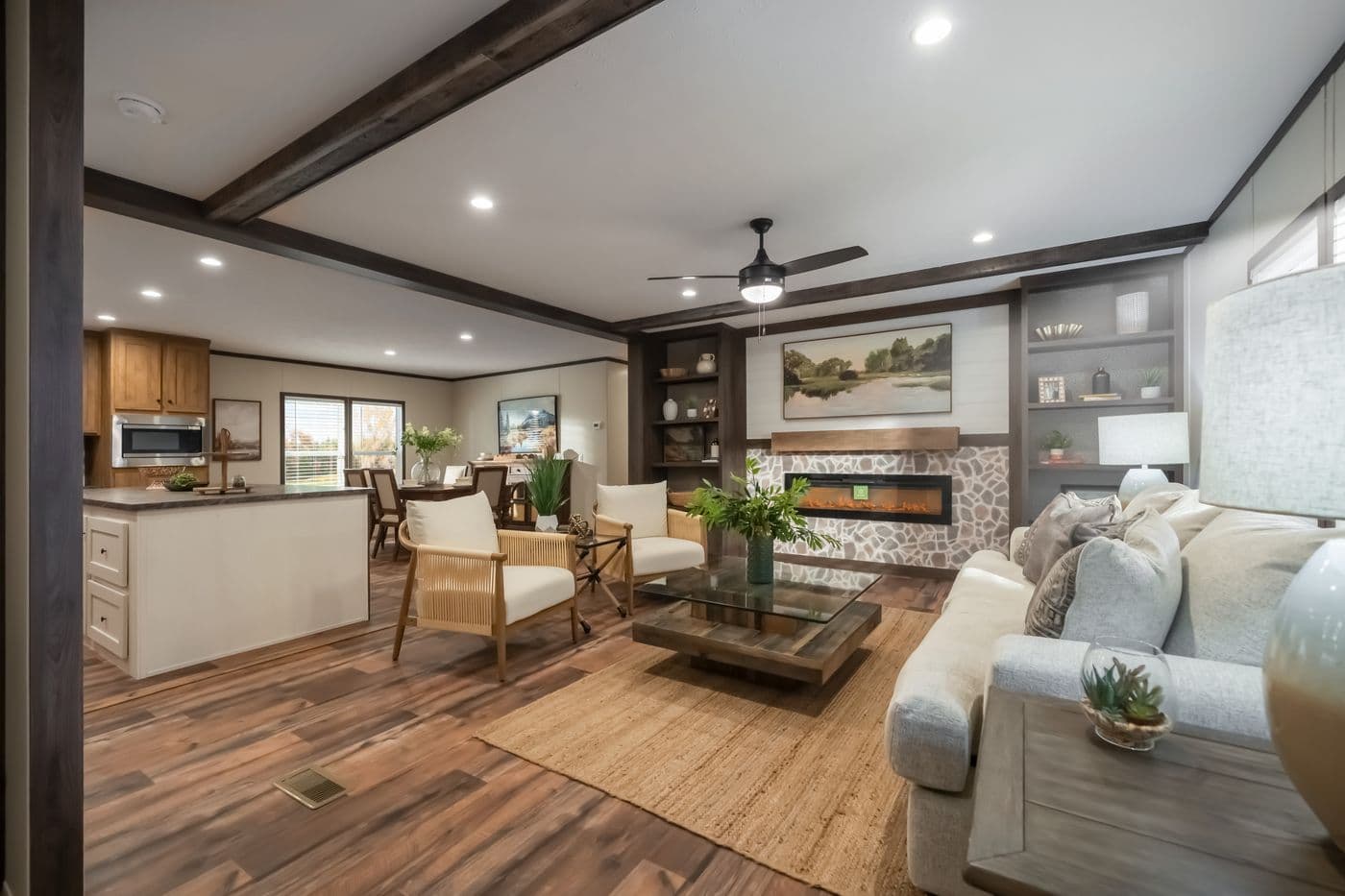 The MOUNTAIN VIEW Living Room. This Manufactured Mobile Home features 3 bedrooms and 2 baths.