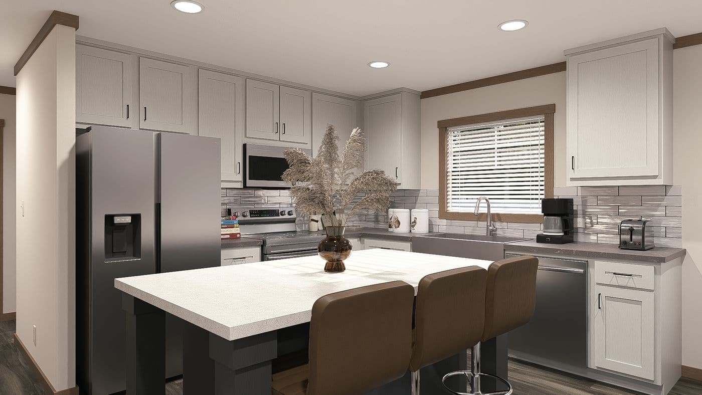 The LEXI Kitchen. This Manufactured Mobile Home features 3 bedrooms and 2 baths.
