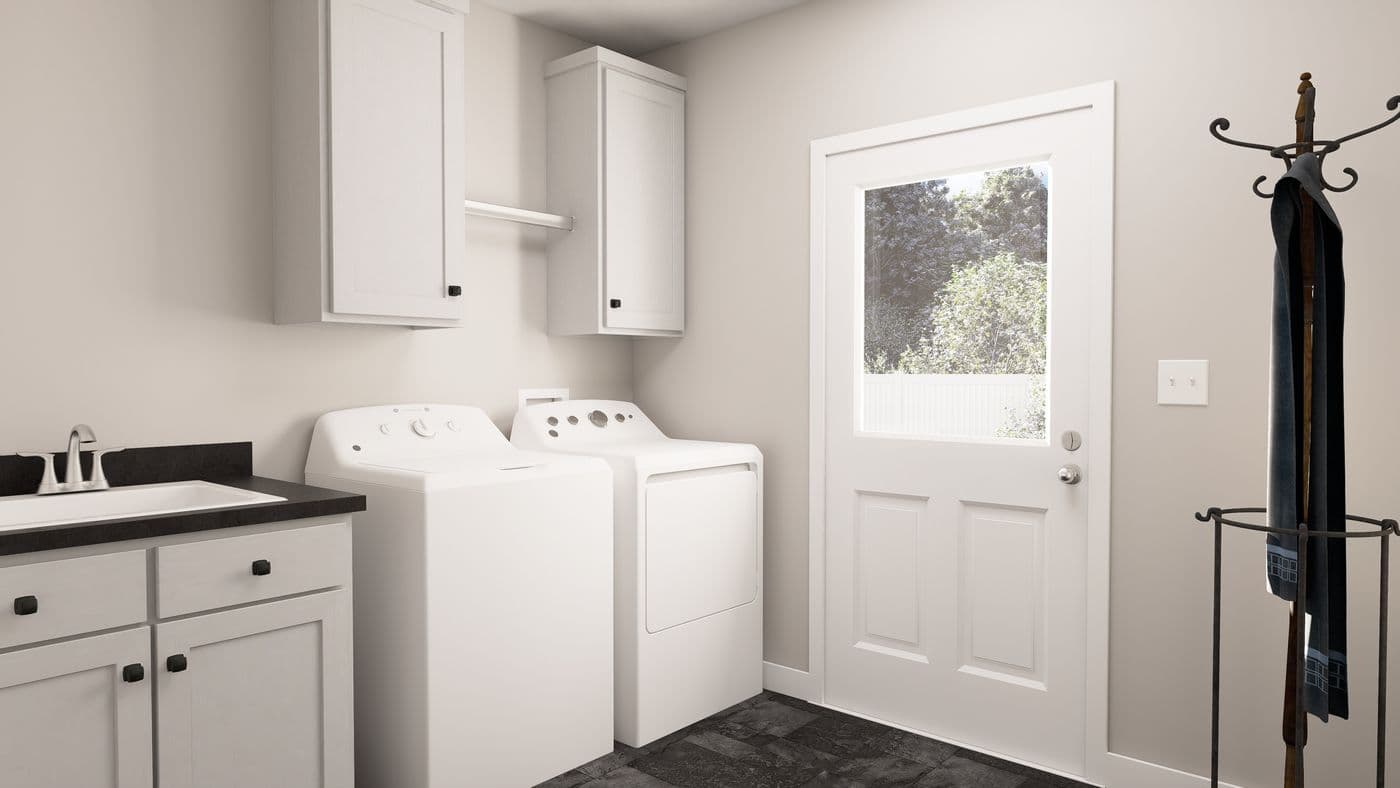 The ING602K GENERAL SHERMAN     GW Utility Room. This Manufactured Mobile Home features 3 bedrooms and 2 baths.