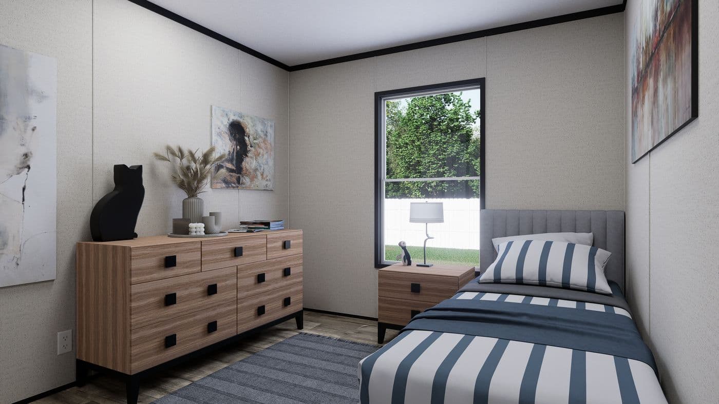 The THE MOUNTAINEER 52 Bedroom. This Manufactured Mobile Home features 3 bedrooms and 2 baths.