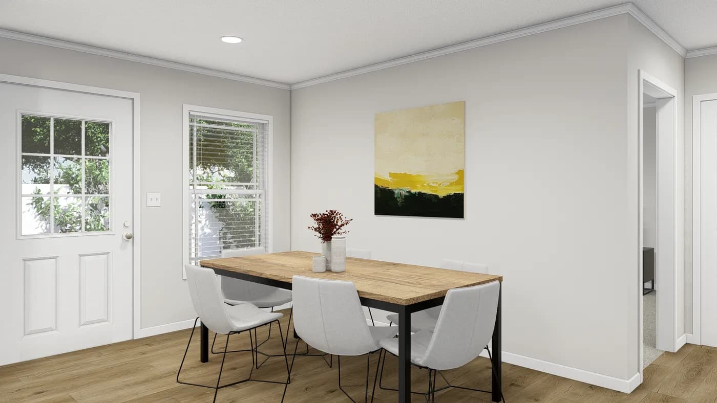 The HAWTHORNE Dining Area. This Manufactured Mobile Home features 3 bedrooms and 2 baths.