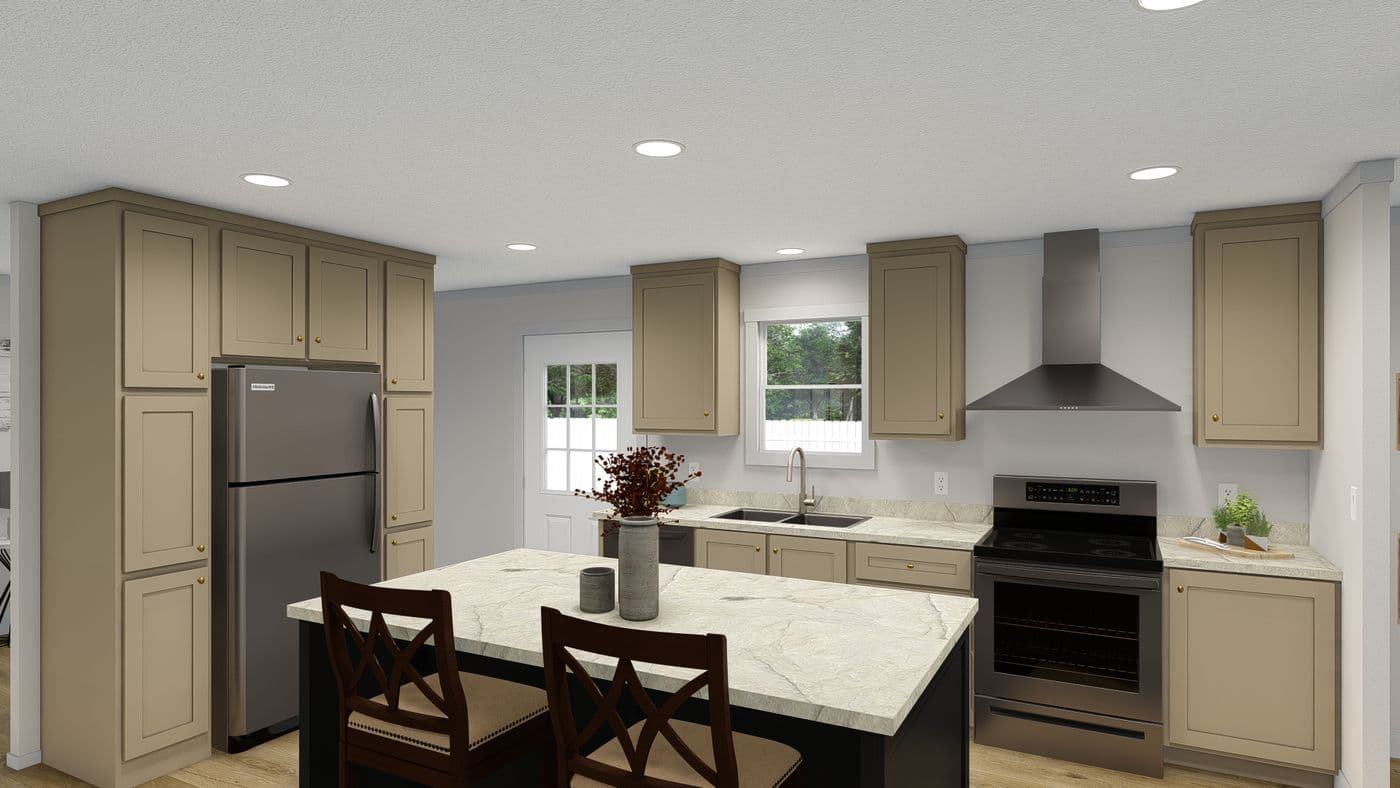 The 2003 ROCKET MAN 66X28 MOD Exterior. This Modular Home features 3 bedrooms and 2 baths.