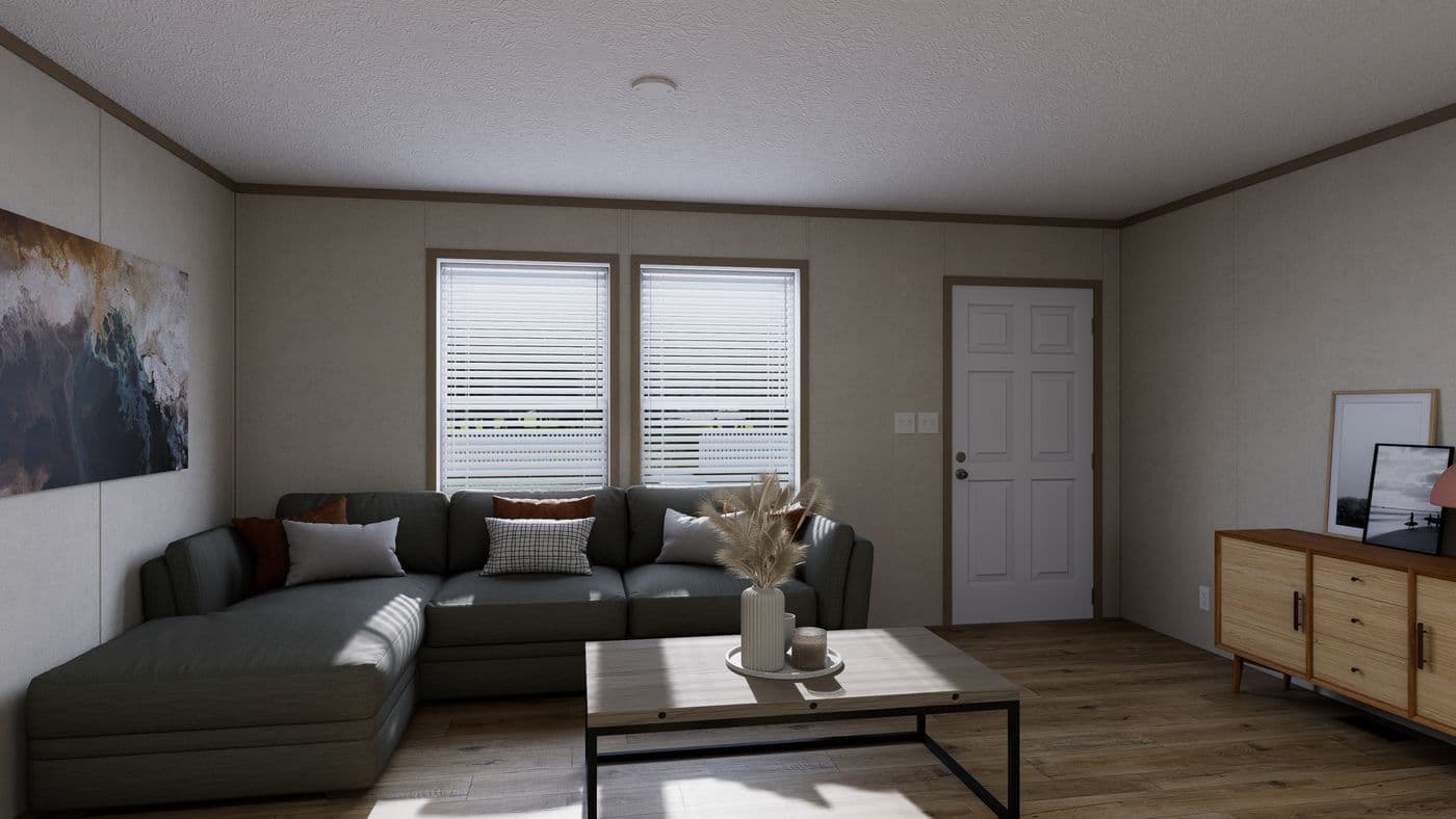 The 5624-CC56 GUARDIAN 56 Living Room. This Manufactured Mobile Home features 3 bedrooms and 2 baths.