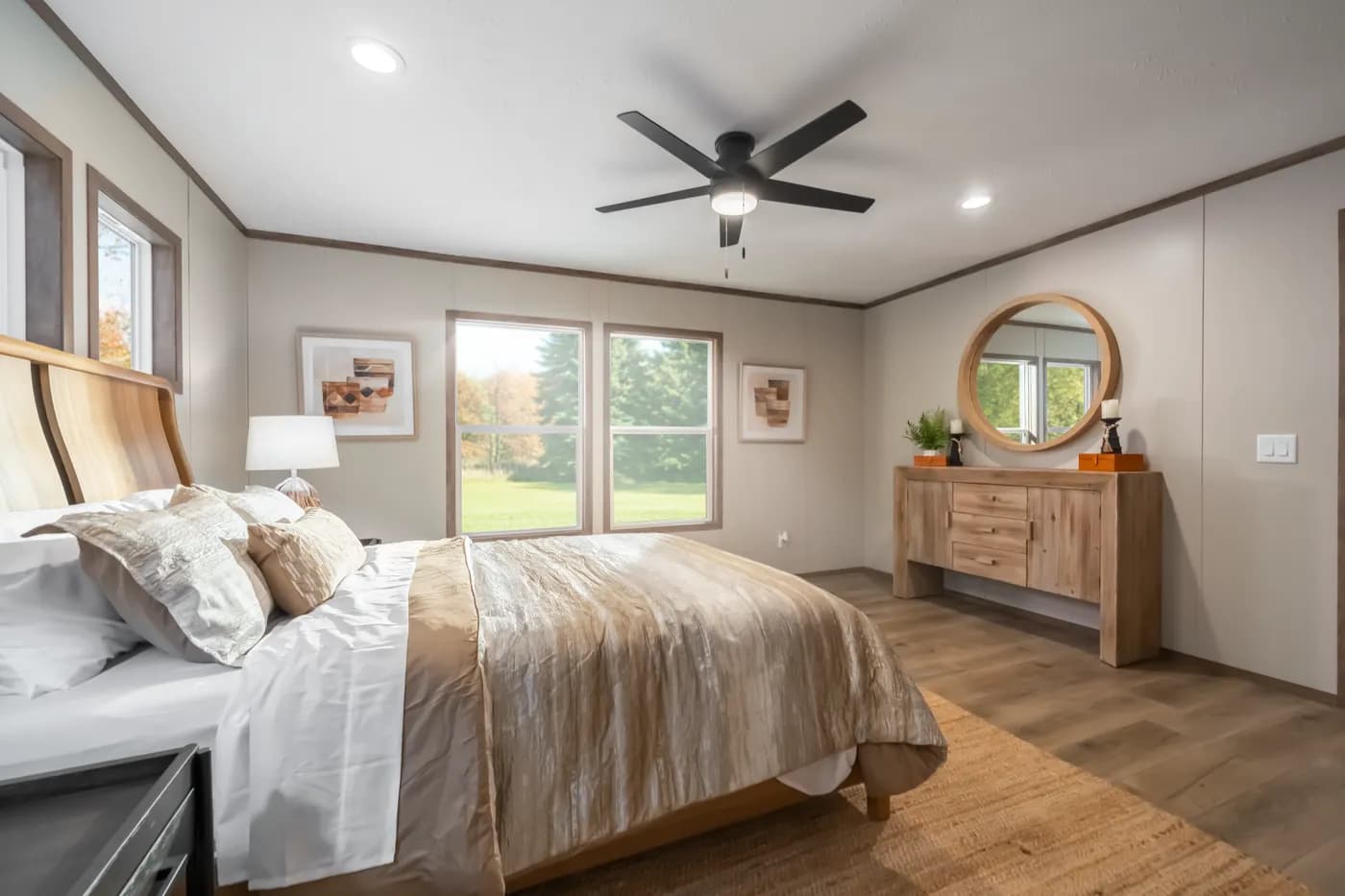 The SEVIER Primary Bedroom. This Manufactured Mobile Home features 4 bedrooms and 3 baths.