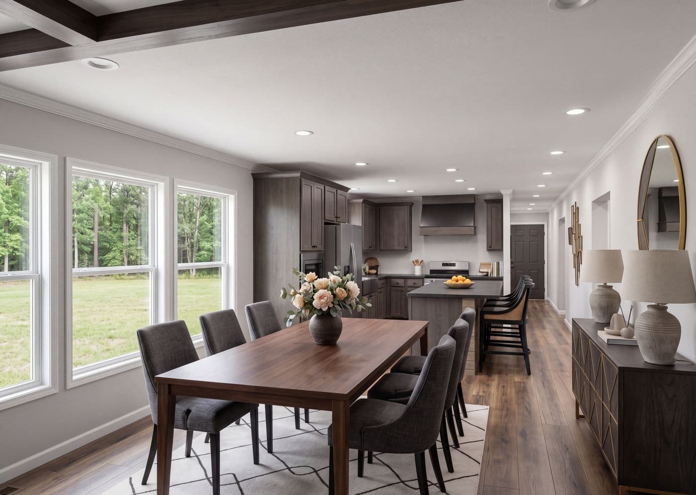The THE ROOSEVELT Dining Area. This Manufactured Mobile Home features 4 bedrooms and 3 baths.