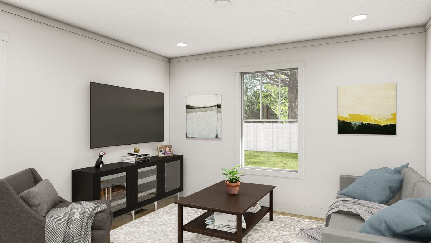 The IMAGINE Living Room. This Manufactured Mobile Home features 1 bedroom and 1 bath.
