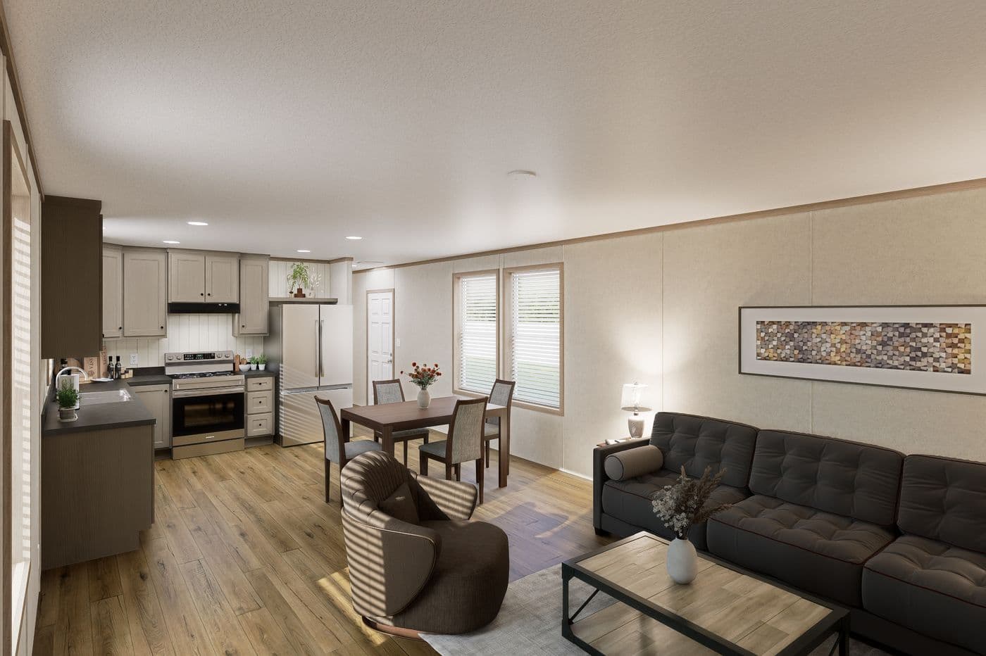 The 7616-CC01 CORNERSTONE 76 Kitchen. This Manufactured Mobile Home features 3 bedrooms and 2 baths.
