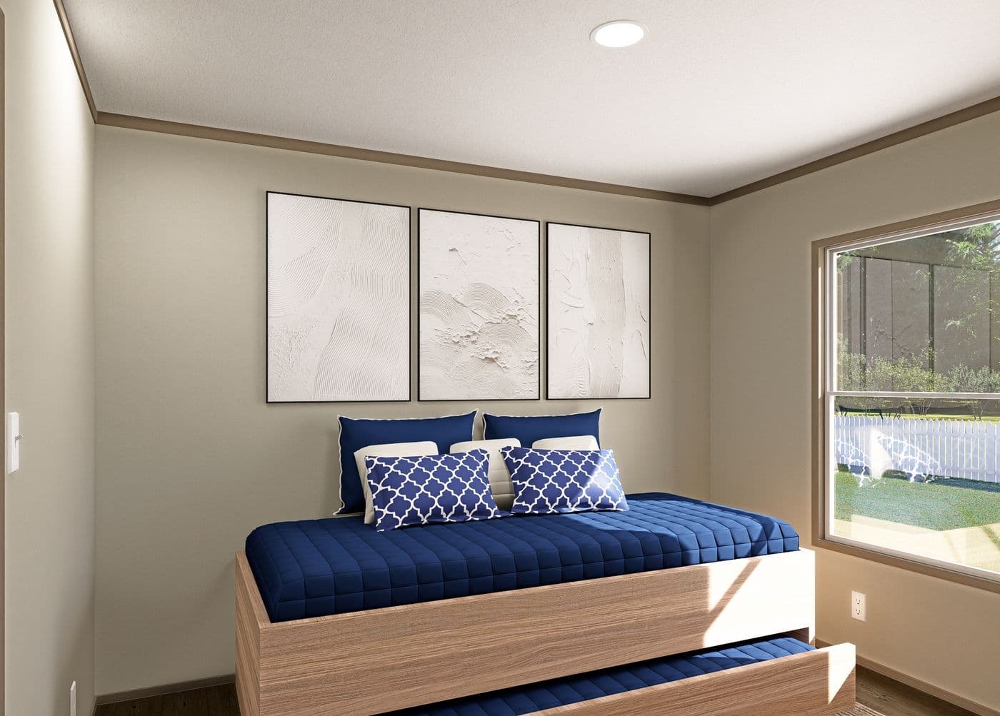 The CLARK Bedroom. This Manufactured Mobile Home features 3 bedrooms and 2 baths.