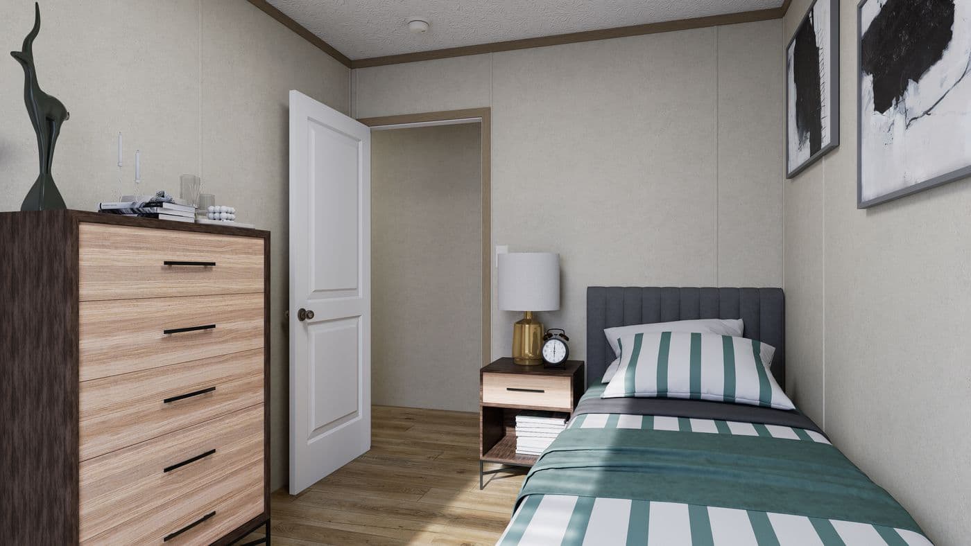 The 7216-CC03 HARBORVIEW 72 Guest Bedroom. This Manufactured Mobile Home features 3 bedrooms and 2 baths.
