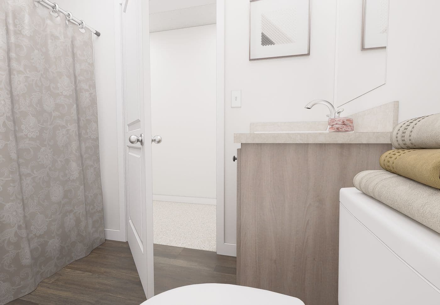 The 5017 IMAGINE Guest Bathroom. This Manufactured Mobile Home features 3 bedrooms and 2 baths.