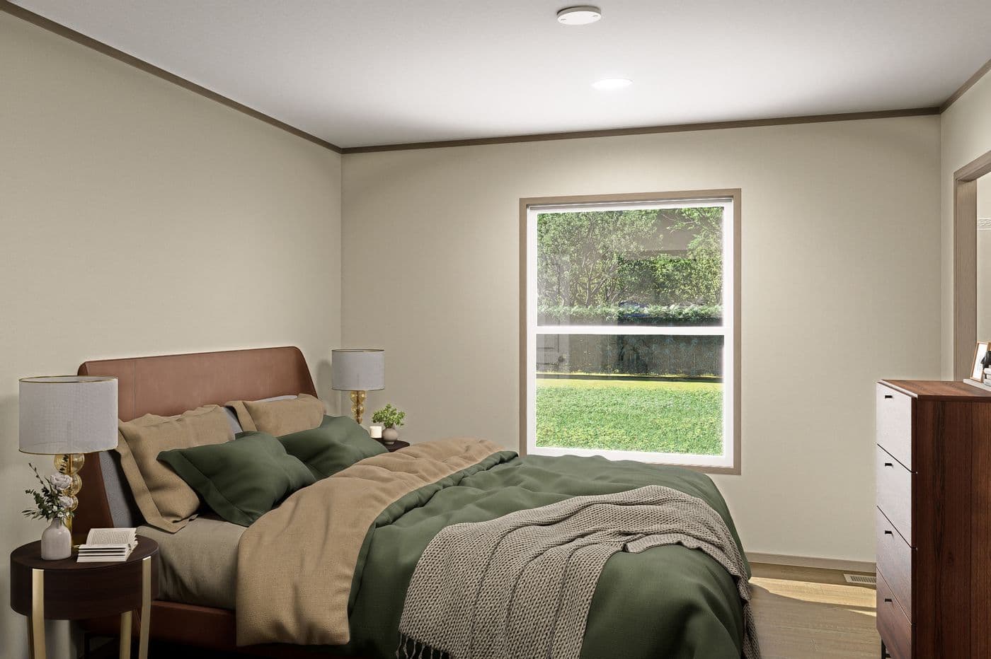 The MARINER Primary Bedroom. This Manufactured Mobile Home features 3 bedrooms and 2 baths.