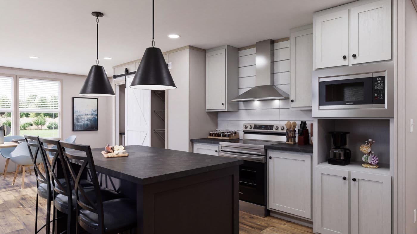 The MOUNTAIN BREEZE 3260 Kitchen. This Manufactured Mobile Home features 3 bedrooms and 2 baths.