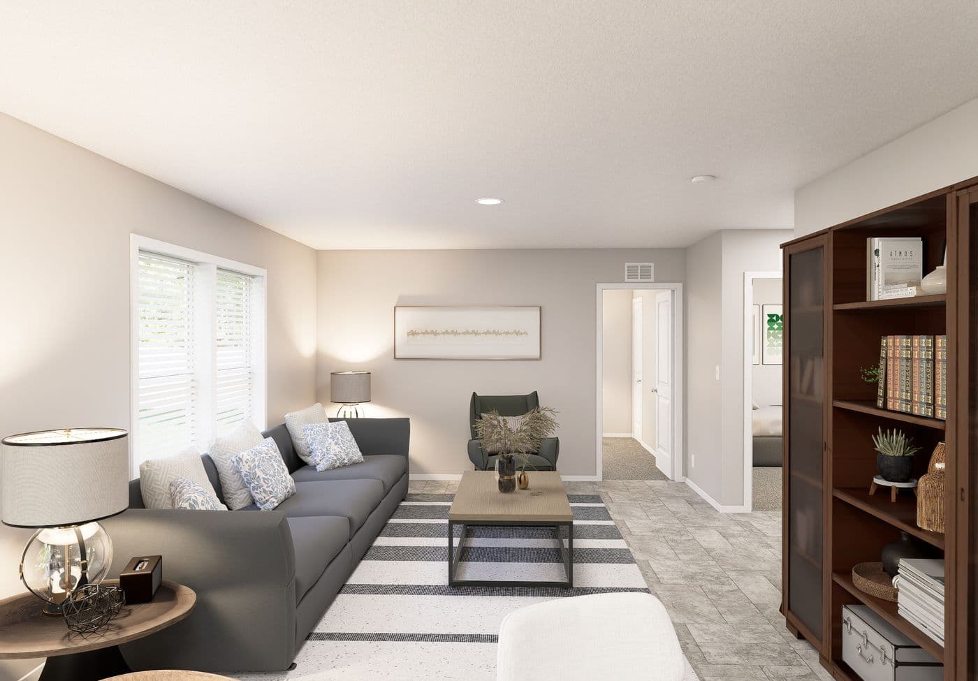 The SLE 681F Family Room. This Manufactured Mobile Home features 4 bedrooms and 2 baths.
