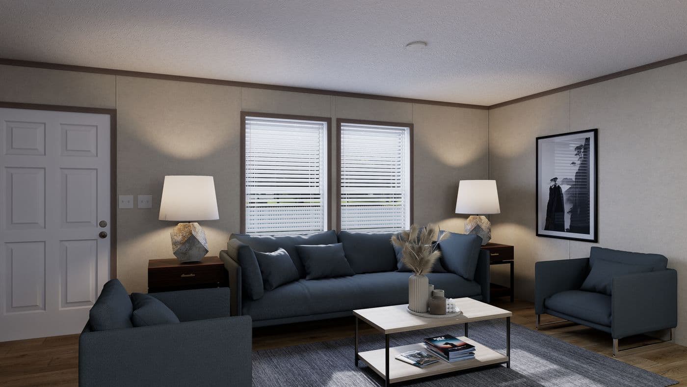 The 5224-CC55 STONEBRIDGE 52 Living Room. This Manufactured Mobile Home features 3 bedrooms and 2 baths.