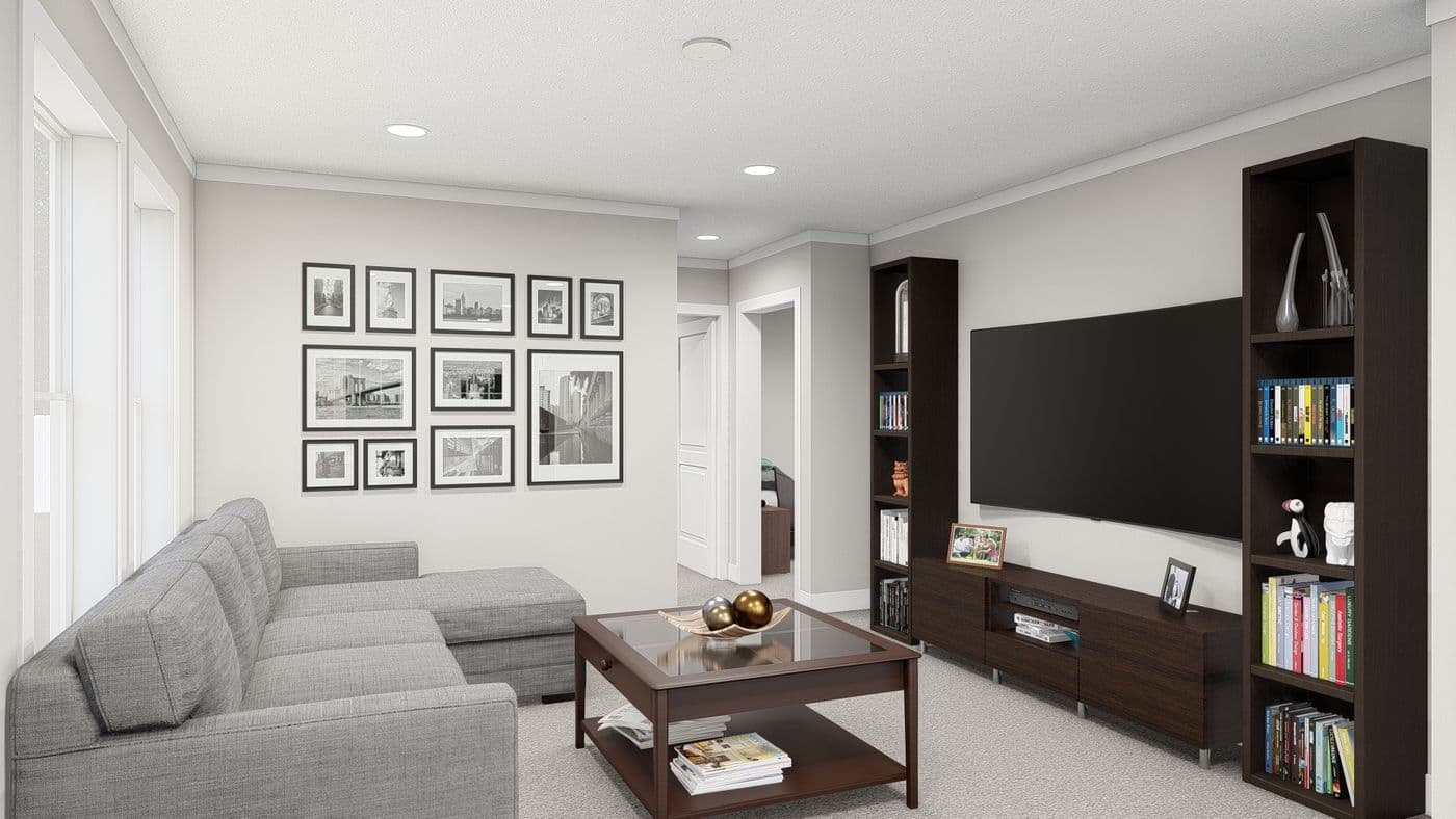 The HERE COMES THE SUN Living Room. This Manufactured Mobile Home features 3 bedrooms and 2 baths.