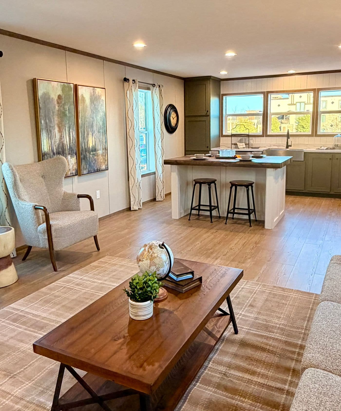The BERYL Living Room. This Manufactured Mobile Home features 3 bedrooms and 2 baths.