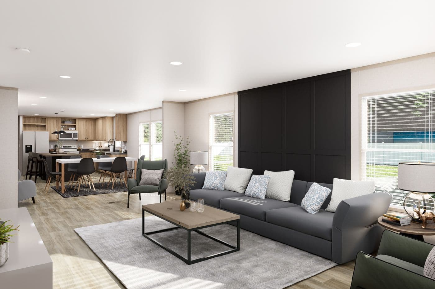 The TRADITION 3260 Living Room. This Manufactured Mobile Home features 3 bedrooms and 2 baths.
