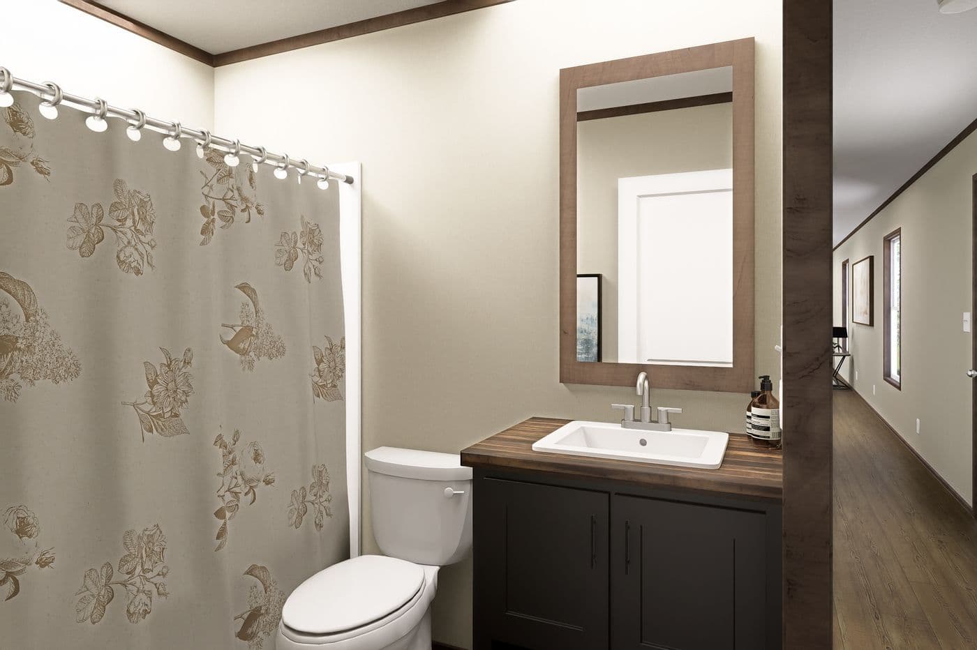 The VOYAGE Guest Bathroom. This Manufactured Mobile Home features 3 bedrooms and 2 baths.