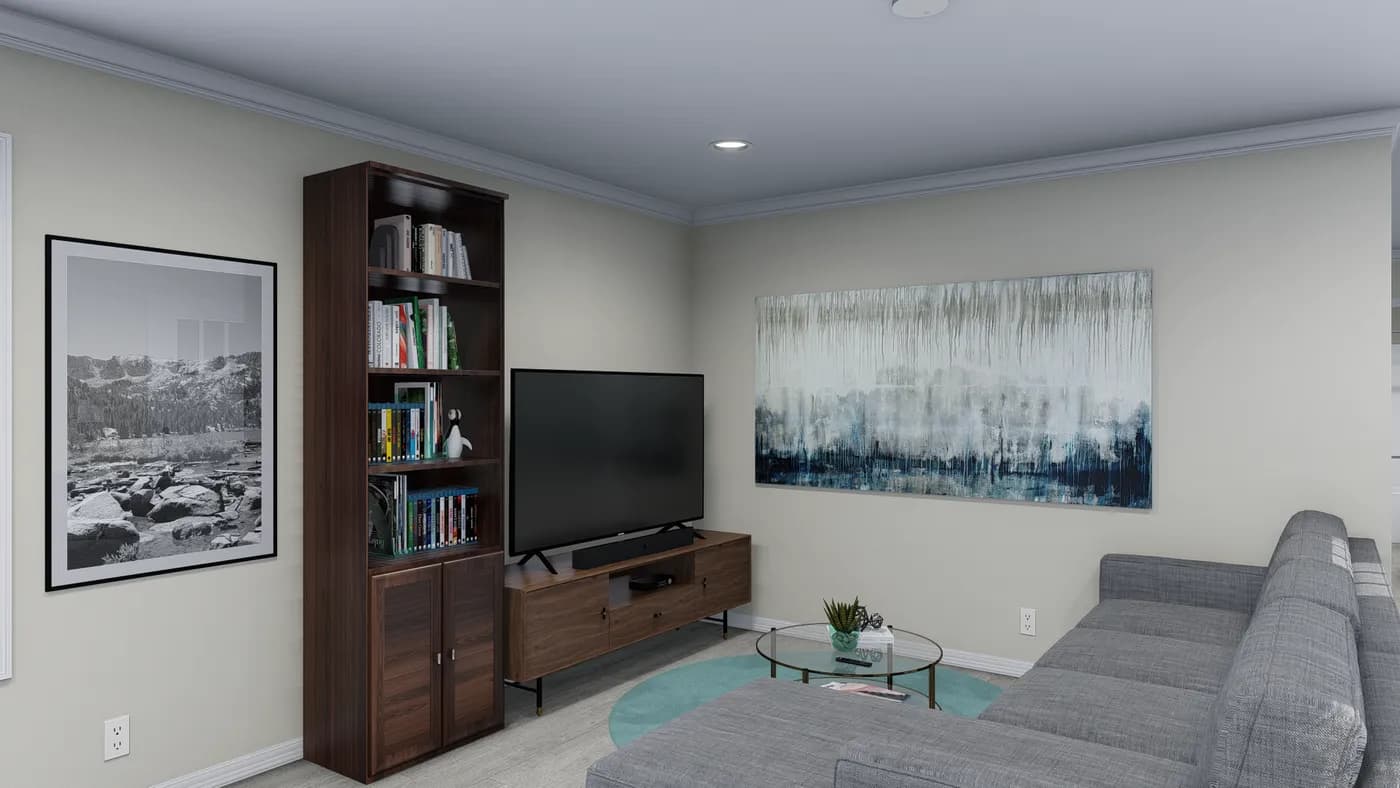 The 5404 "FONTANA" 7616 Living Room. This Manufactured Mobile Home features 3 bedrooms and 2 baths.