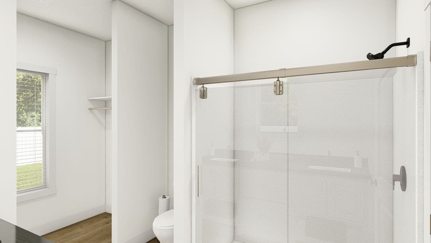 The HRR-2860-4C           ZEPPELIN Primary Bathroom. This Manufactured Mobile Home features 4 bedrooms and 2 baths.