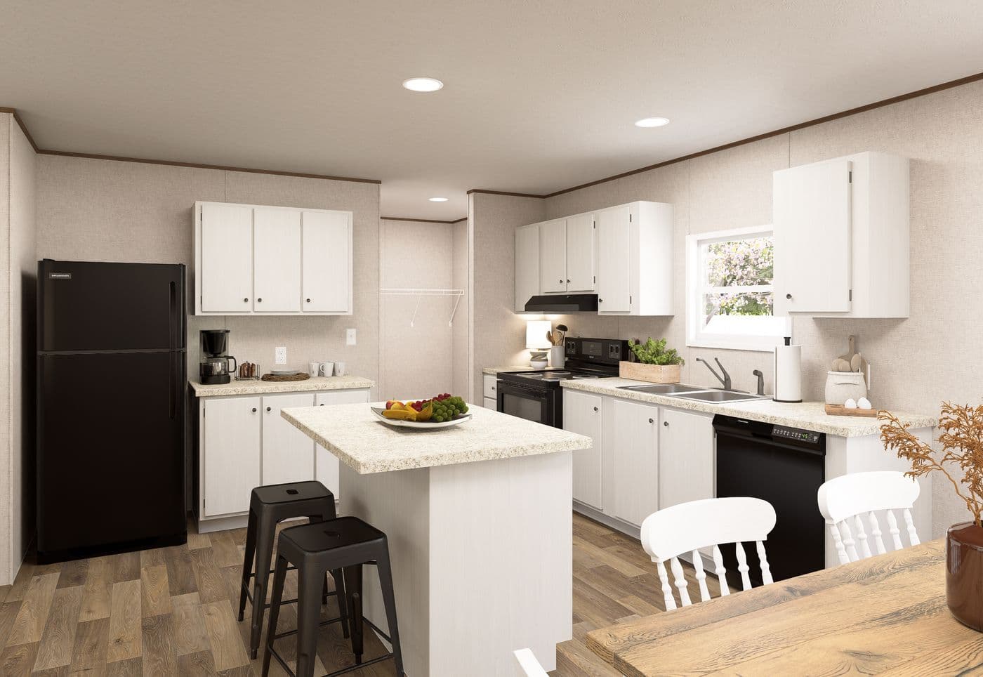 The MAPLE Kitchen. This Manufactured Mobile Home features 3 bedrooms and 2 baths.