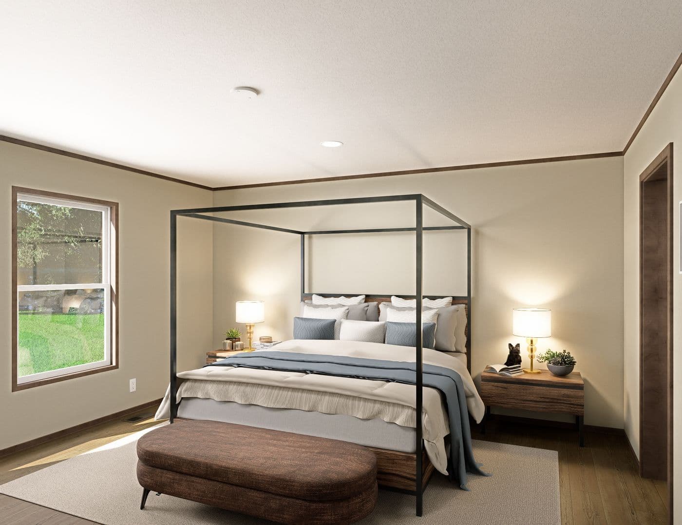 The EVEREST Primary Bedroom. This Manufactured Mobile Home features 4 bedrooms and 2 baths.