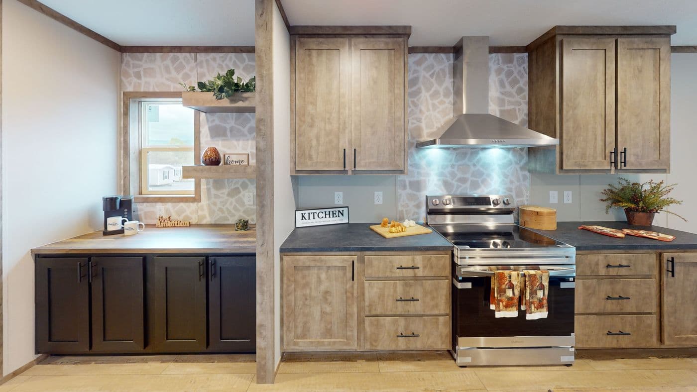 The BOONE Kitchen. This Manufactured Mobile Home features 4 bedrooms and 2 baths.