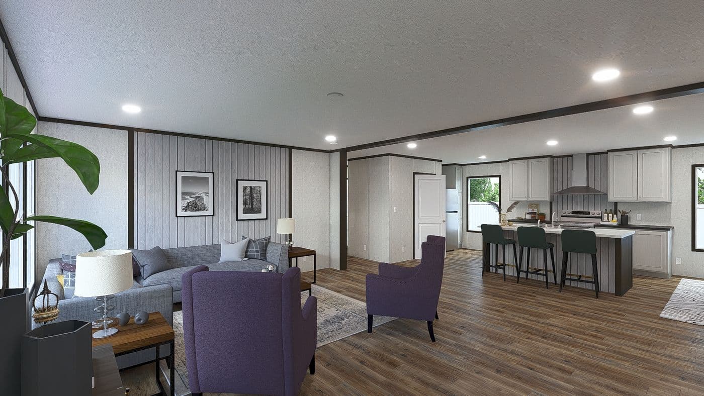 The EMPOWER Living Room. This Manufactured Mobile Home features 4 bedrooms and 2 baths.
