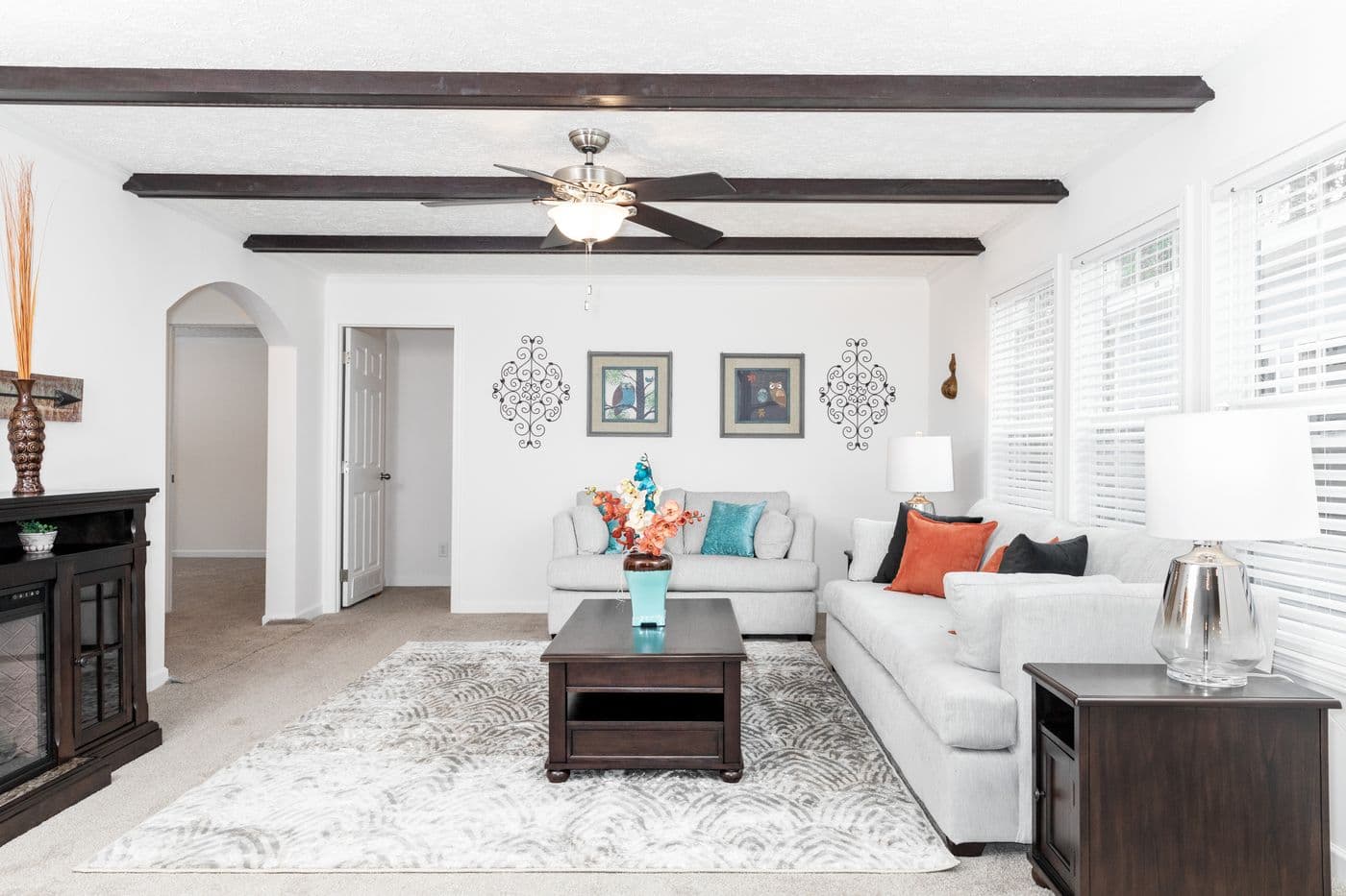 The 3321 CLASSIC Family Room. This Modular Home features 4 bedrooms and 2 baths.