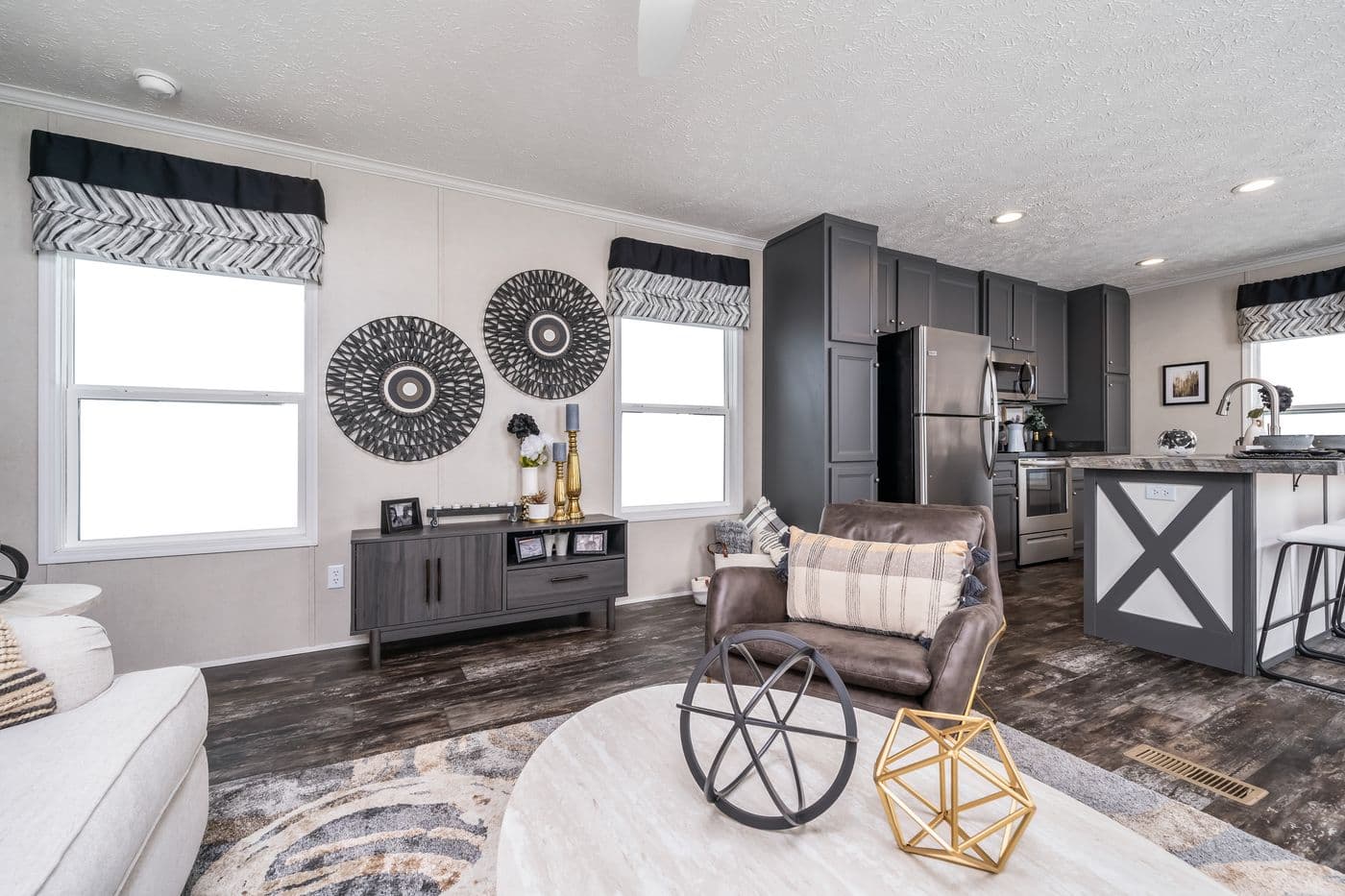 The RIVERVIEW Exterior. This Manufactured Mobile Home features 2 bedrooms and 2 baths.